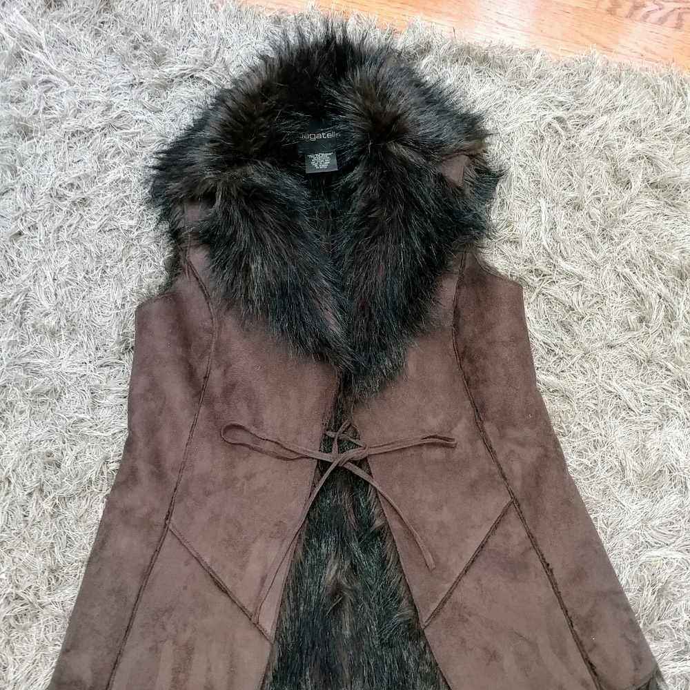 bagatelle faux fur vest suede